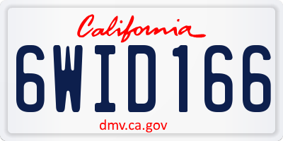 CA license plate 6WID166