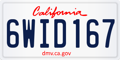CA license plate 6WID167
