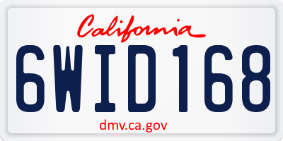 CA license plate 6WID168
