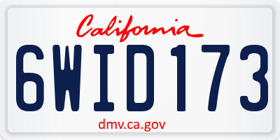 CA license plate 6WID173