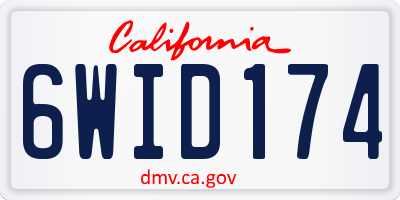 CA license plate 6WID174