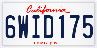 CA license plate 6WID175