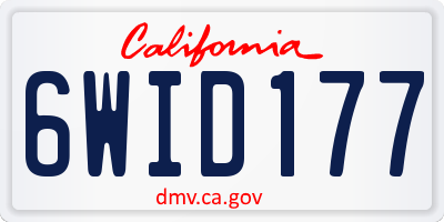CA license plate 6WID177