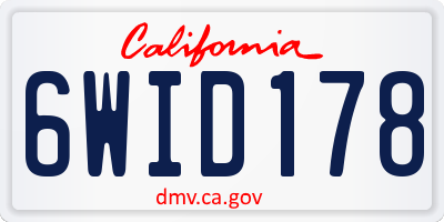 CA license plate 6WID178