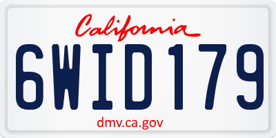 CA license plate 6WID179