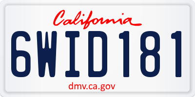 CA license plate 6WID181