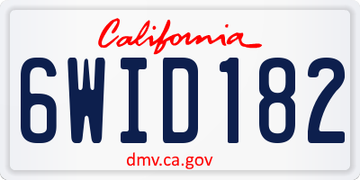 CA license plate 6WID182