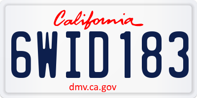 CA license plate 6WID183