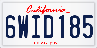 CA license plate 6WID185