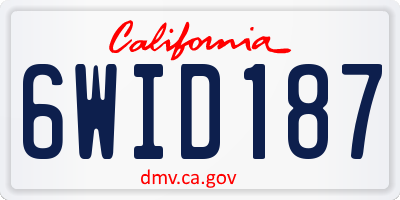 CA license plate 6WID187