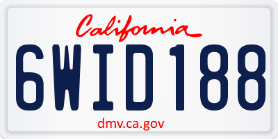 CA license plate 6WID188