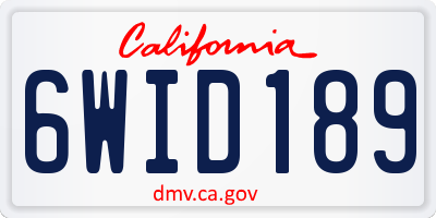 CA license plate 6WID189