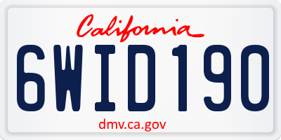 CA license plate 6WID190