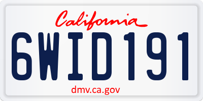 CA license plate 6WID191