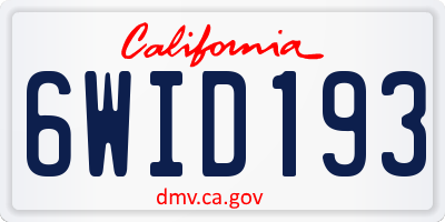CA license plate 6WID193