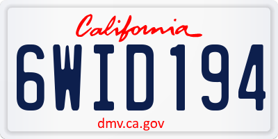 CA license plate 6WID194