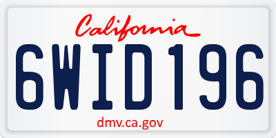 CA license plate 6WID196
