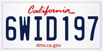 CA license plate 6WID197