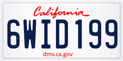 CA license plate 6WID199