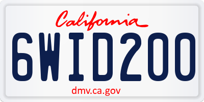 CA license plate 6WID200