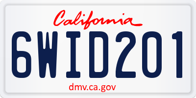 CA license plate 6WID201