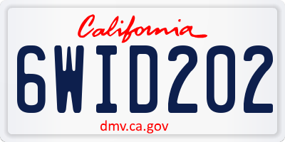 CA license plate 6WID202