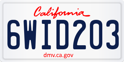 CA license plate 6WID203