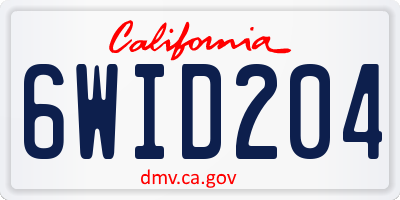 CA license plate 6WID204