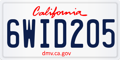 CA license plate 6WID205