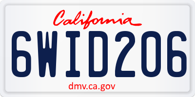 CA license plate 6WID206