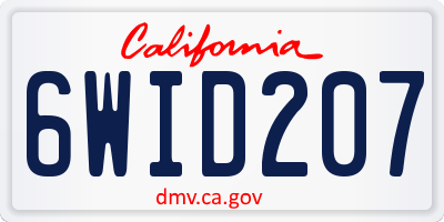 CA license plate 6WID207