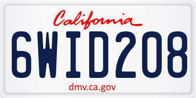 CA license plate 6WID208