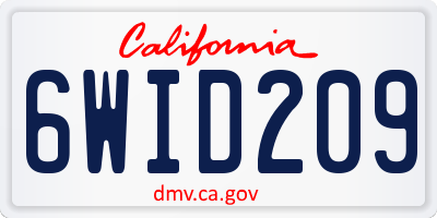 CA license plate 6WID209