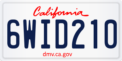 CA license plate 6WID210