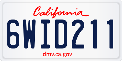 CA license plate 6WID211