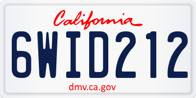 CA license plate 6WID212