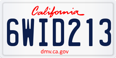 CA license plate 6WID213