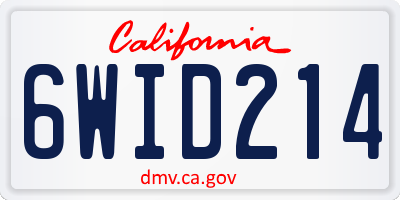 CA license plate 6WID214