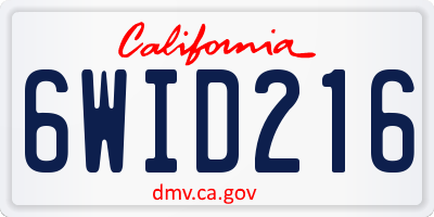 CA license plate 6WID216