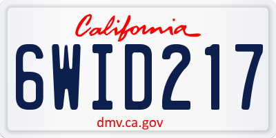 CA license plate 6WID217