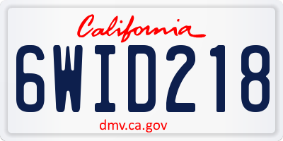 CA license plate 6WID218