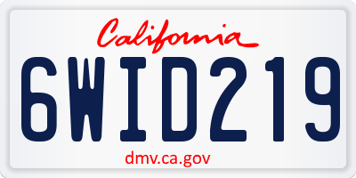 CA license plate 6WID219