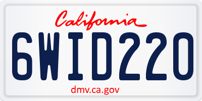 CA license plate 6WID220