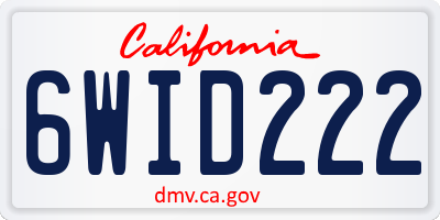 CA license plate 6WID222