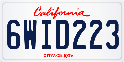 CA license plate 6WID223