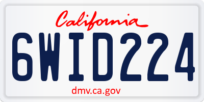 CA license plate 6WID224