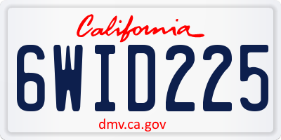 CA license plate 6WID225