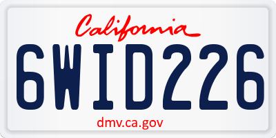 CA license plate 6WID226