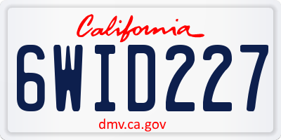 CA license plate 6WID227
