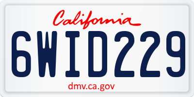 CA license plate 6WID229